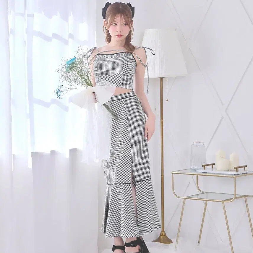 [BUNJANG] Michel Macaron Gingham Piping Set / 미셸마카롱 깅엄 파이핑 셋업