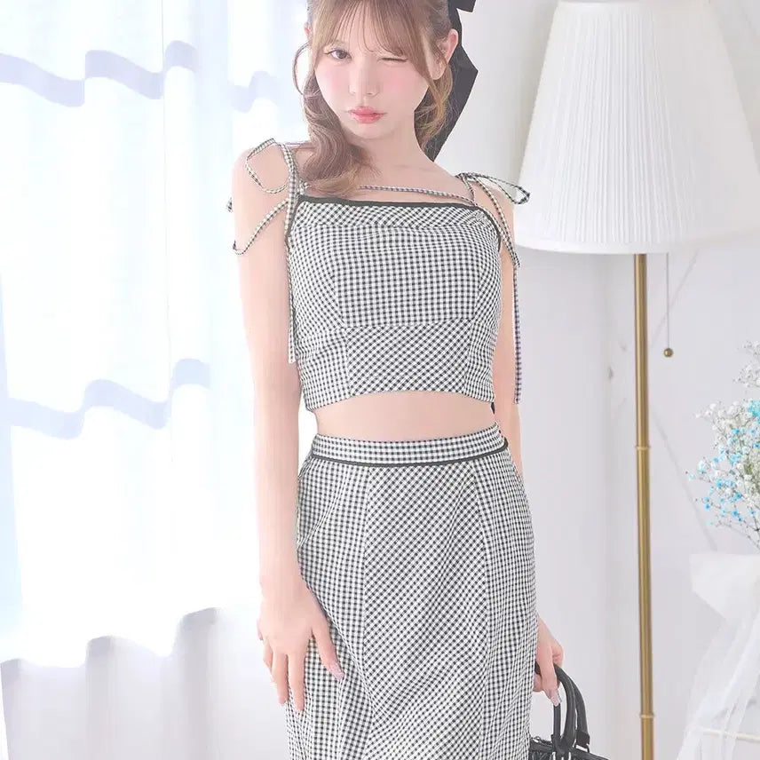 [BUNJANG] Michel Macaron Gingham Piping Set / 미셸마카롱 깅엄 파이핑 셋업