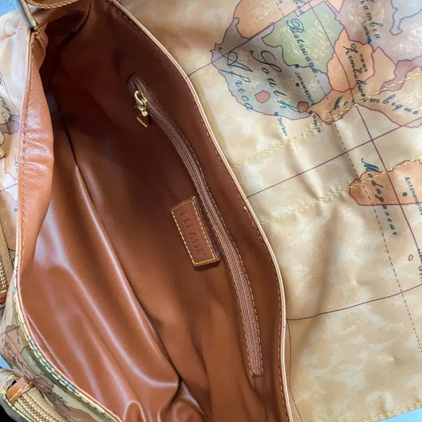 [BUNJANG] Prima Classe GEO Map Pattern Shoulder Bag / 상태굿-프리마클라쎄 GEO 지도 패턴 숄더백 091