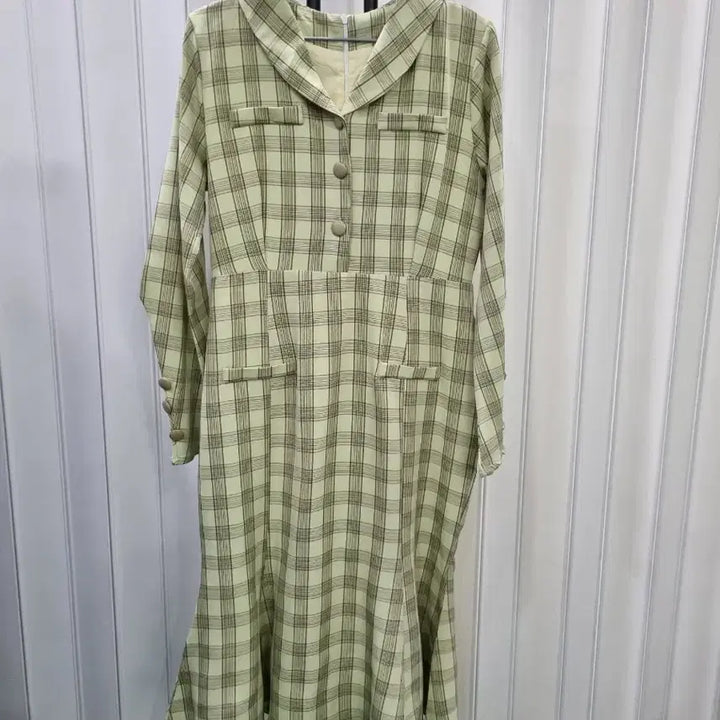 [BUNJANG] Checkered Long Dress / 체크 롱원피스 카라넥