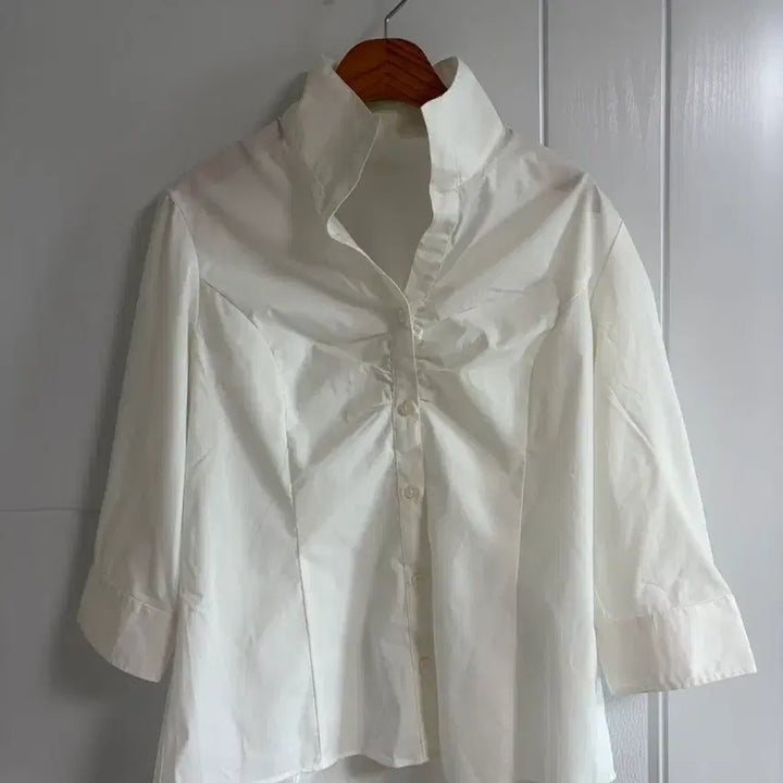 [BUNJANG] Vintage White Basic 3/4 Sleeve Blouse L / (일본 수입 빈티지)셔츠 화이트 정장 기본 베이직 7부 소매 블라우스 L