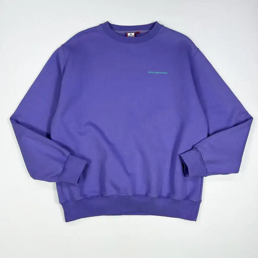 [BUNJANG] Have A Good Time Spellout Basic Sweatshirt Purple / (L) 해브어굿타임 해굿타 스펠아웃 베이직 맨투맨 퍼플