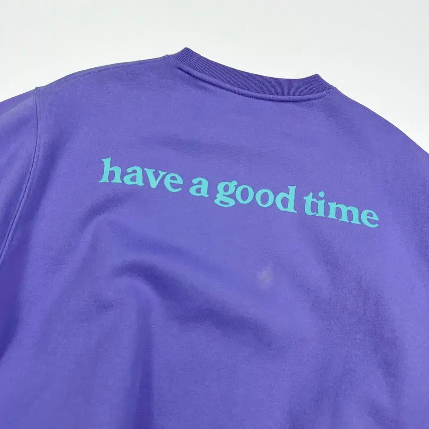 [BUNJANG] Have A Good Time Spellout Basic Sweatshirt Purple / (L) 해브어굿타임 해굿타 스펠아웃 베이직 맨투맨 퍼플