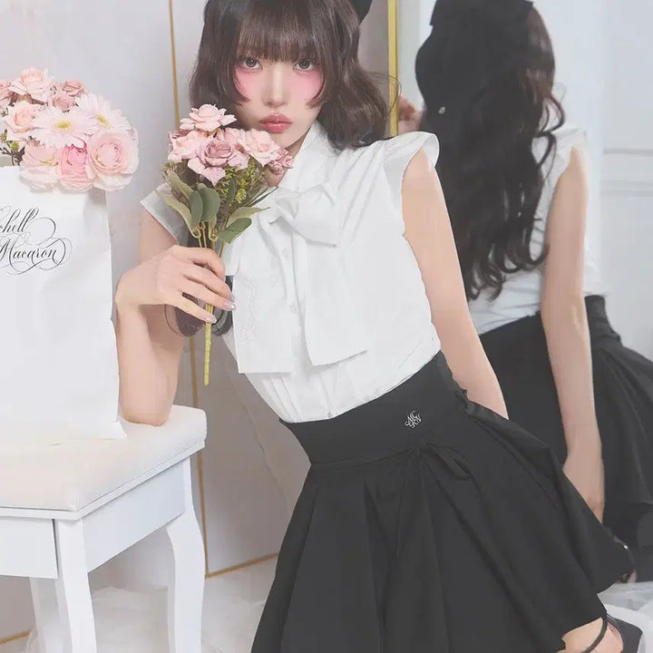 [BUNJANG] Michel Macaron Ribbon Flare Skirt / 미셸마카롱 리본 택 플레어 스커트