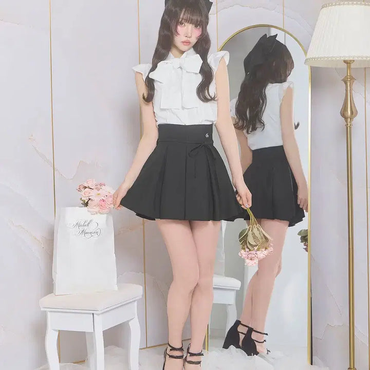 [BUNJANG] Michel Macaron Ribbon Flare Skirt / 미셸마카롱 리본 택 플레어 스커트