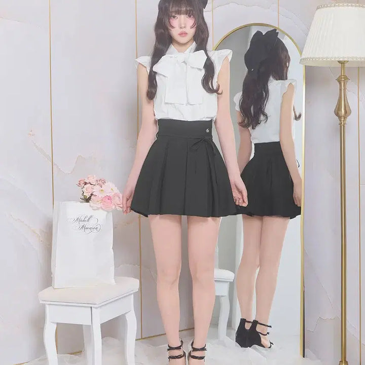 [BUNJANG] Michel Macaron Ribbon Flare Skirt / 미셸마카롱 리본 택 플레어 스커트