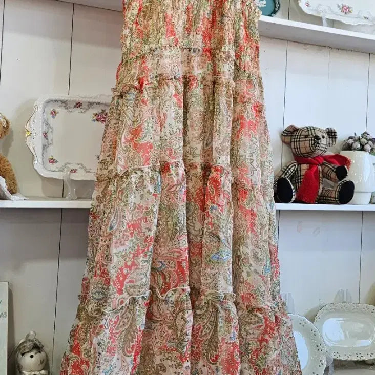[BUNJANG] Seduire Paisley Chiffon Tiered Dress / 페이즐리 쉬폰 티어드 원피스