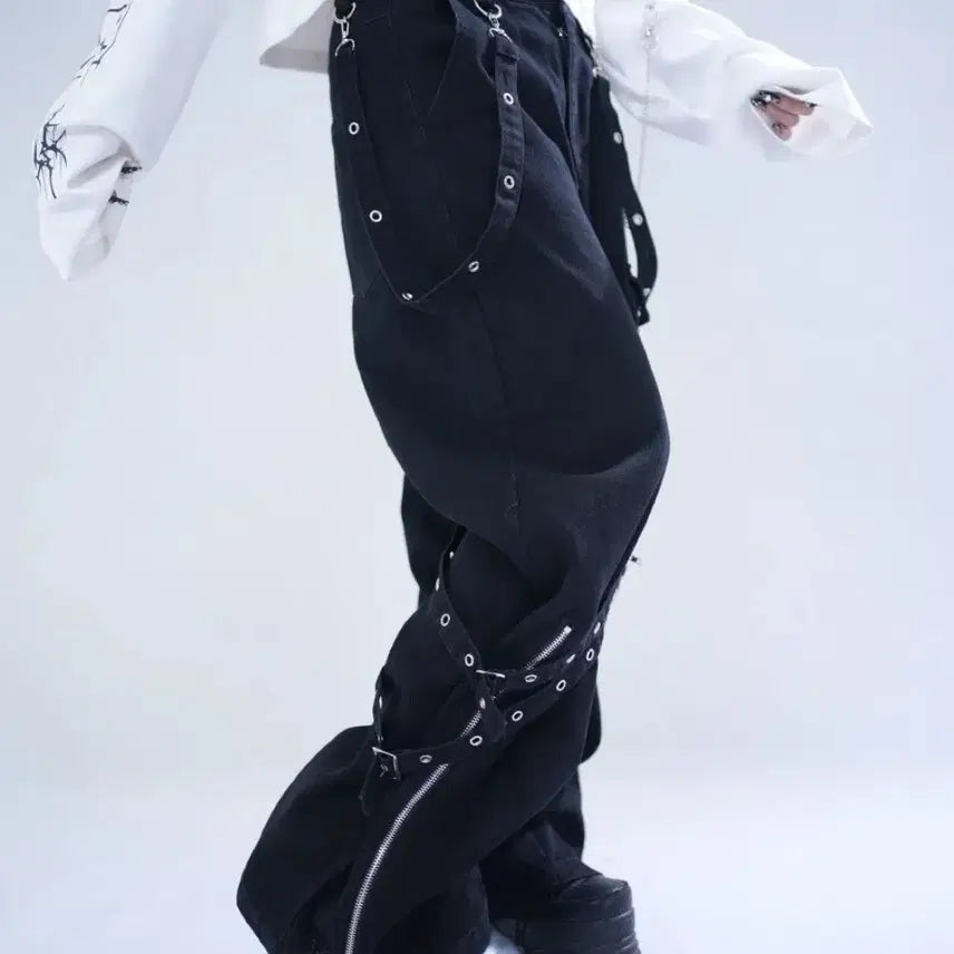 [BUNJANG] High Waist Denim Jeans / 지뢰계 스트랩 데님 팬츠 하이웨이스트 청바지(2컬러)
