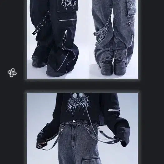 [BUNJANG] High Waist Denim Jeans / 지뢰계 스트랩 데님 팬츠 하이웨이스트 청바지(2컬러)