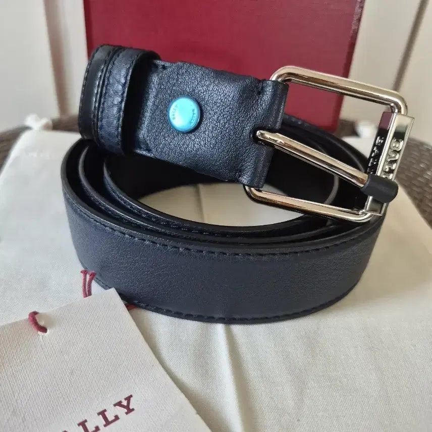 [BUNJANG] Bally Replic Leather Reversible Belt (Black/Blue) 3.5cm Width / BALLY 리플리 남성벨트(양면 / 컷팅)