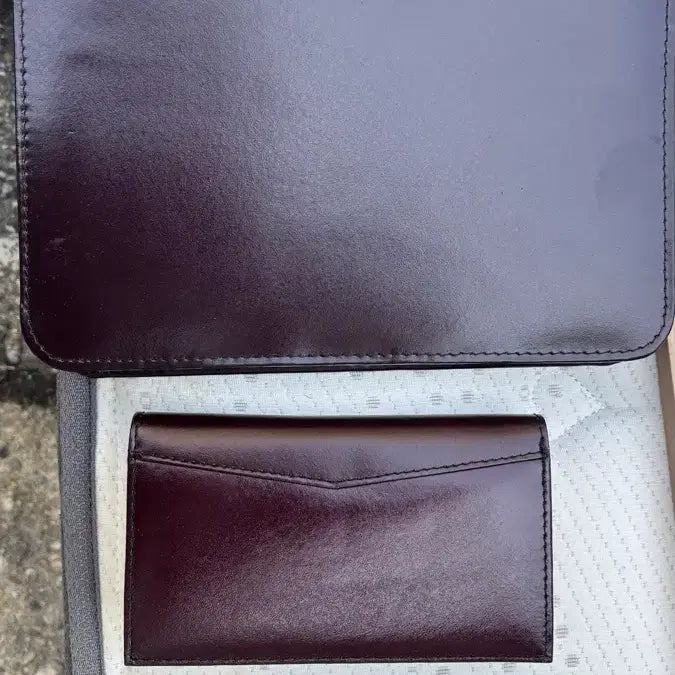 [BUNJANG] Leather Clutch Wallet Set / 가죽 클러치 지갑 세트 버건디 다이어리 수첩세트