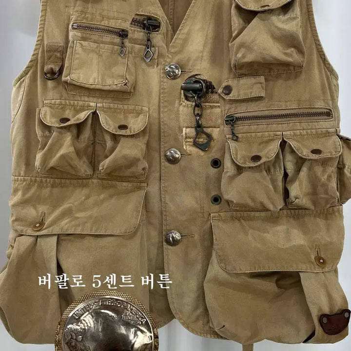 [BUNJANG] 폴로 랄프로렌 버팔로 탄베이지 유틸리티 헌팅 베스트 자켓 / 폴로 랄프로렌 버팔로 탄베이지 유틸리티 헌팅 베스트 자켓