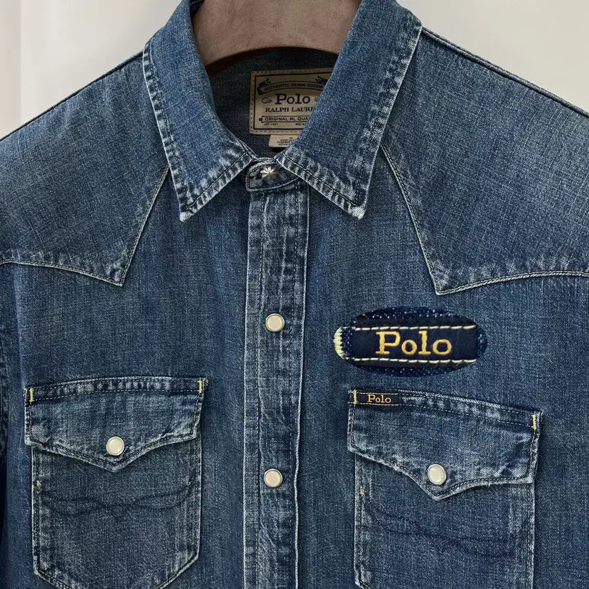 [BUNJANG] 폴로 랄프로렌 콘초 사우스 웨스턴 워시드 데님 셔츠 / 폴로 랄프로렌 콘초 사우스 웨스턴 워시드 데님 셔츠