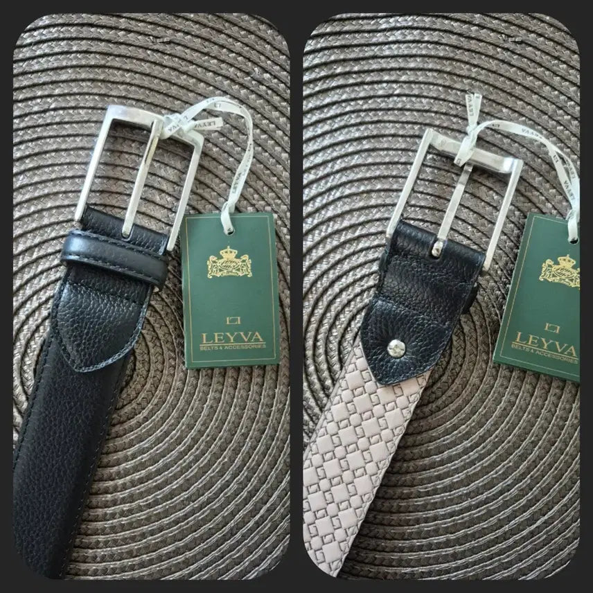 [SOLD OUT] LEYVA 남성 가죽 벨트  블랙 95 (30~34인치)