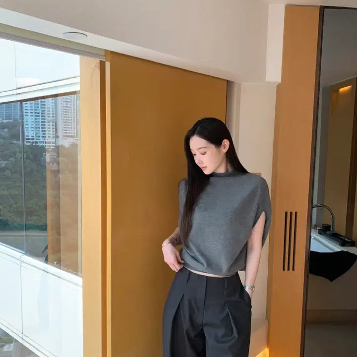 [BUNJANG] 오브제스트 뮤즈 턱 슬랙스 블랙/차콜 S 사이즈 / 오브제스트 뮤즈 턱 슬랙스 블랙/차콜 S 사이즈