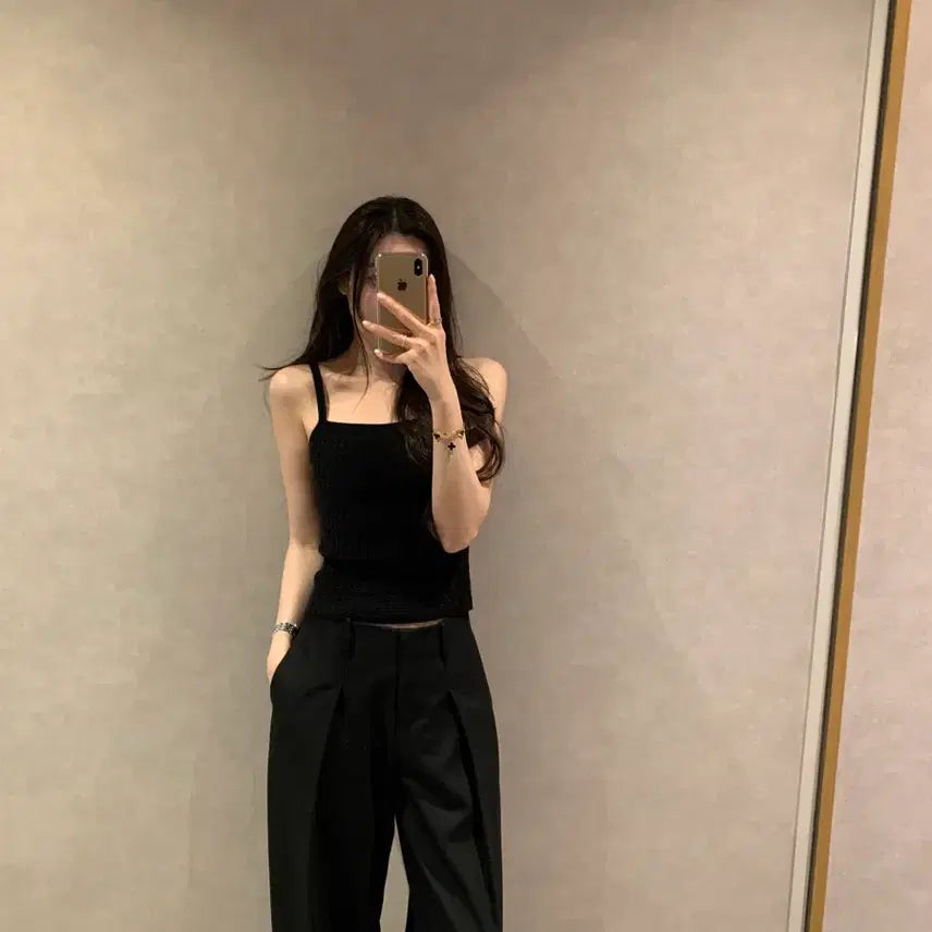 [BUNJANG] 오브제스트 뮤즈 턱 슬랙스 블랙/차콜 S 사이즈 / 오브제스트 뮤즈 턱 슬랙스 블랙/차콜 S 사이즈