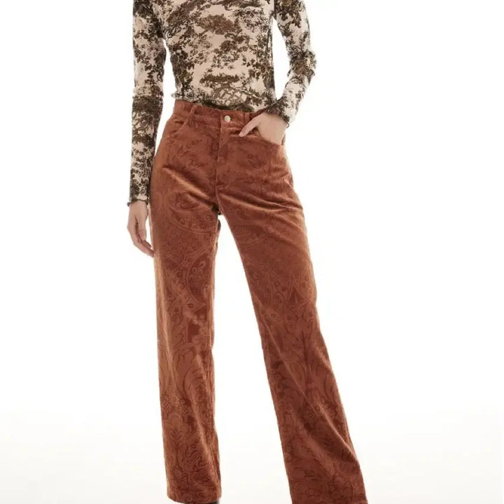 [BUNJANG] Teak Velvet Jacquard Pants / Teak 티크 벨벳 자가드 팬츠