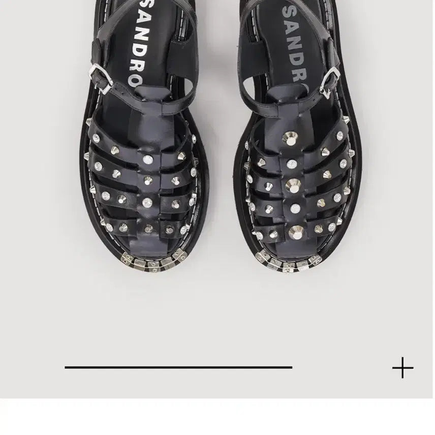 [BUNJANG] Sandro Studded Leather Sandals (240) / 산드로 스터드 레더 샌들(240)
