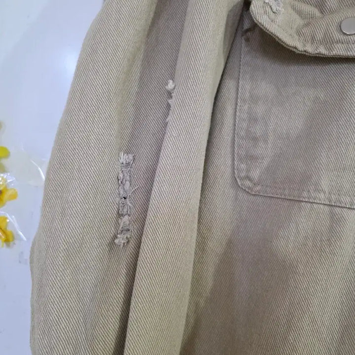 [BUNJANG] Spring Beige Washed Cotton Shirt Jacket / 봄   워싱 셔츠 면 디자인이쁜  베이지  깨끗해요  가슴단면63