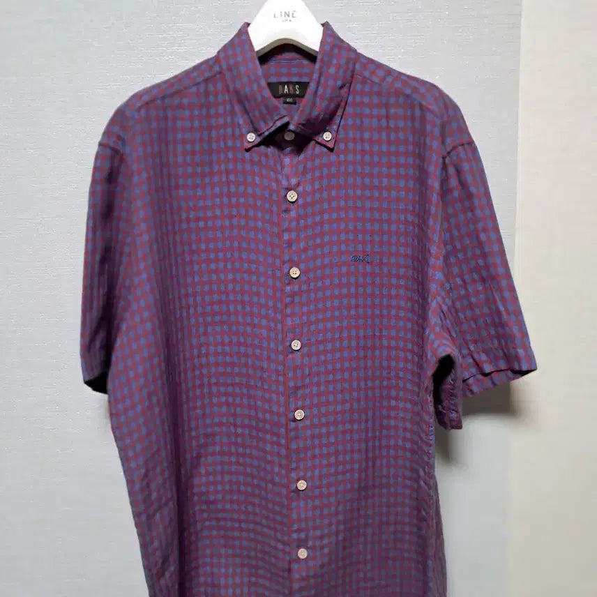 [BUNJANG] Daks Checkered Short-Sleeve Shirt / 닥스 마100% 체크 반팔 셔츠 남방 남성의류 100 가격더내림