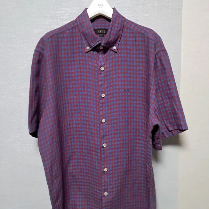 [BUNJANG] Daks Checkered Short-Sleeve Shirt / 닥스 마100% 체크 반팔 셔츠 남방 남성의류 100 가격더내림