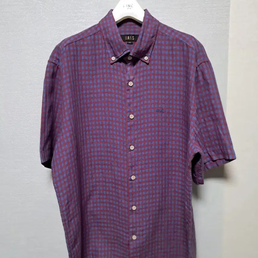 [BUNJANG] Daks Checkered Short-Sleeve Shirt / 닥스 마100% 체크 반팔 셔츠 남방 남성의류 100 가격더내림