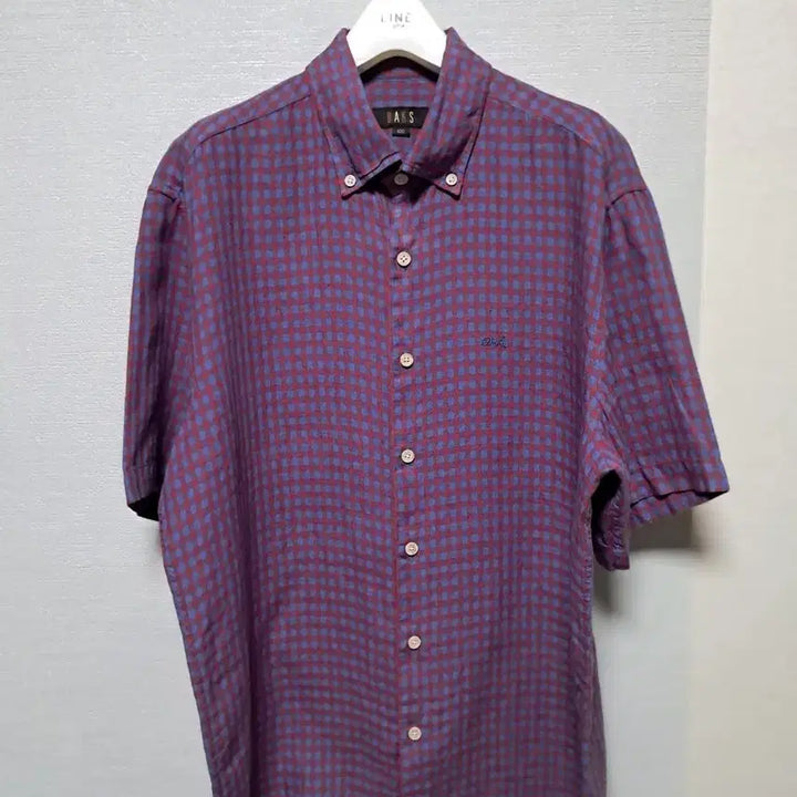 [BUNJANG] Daks Checkered Short-Sleeve Shirt / 닥스 마100% 체크 반팔 셔츠 남방 남성의류 100 가격더내림