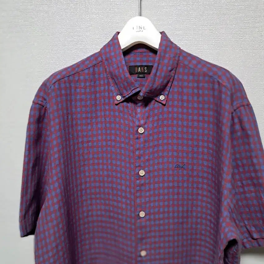 [BUNJANG] Daks Checkered Short-Sleeve Shirt / 닥스 마100% 체크 반팔 셔츠 남방 남성의류 100 가격더내림