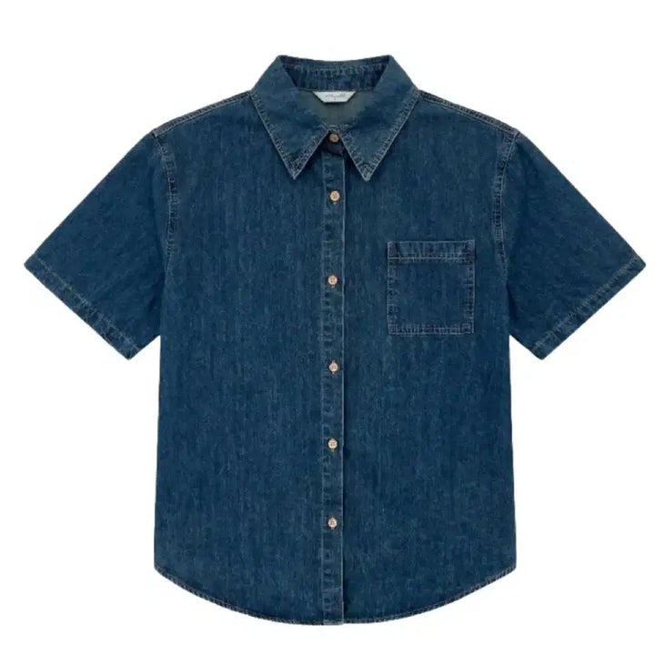 [BUNJANG] Denim Short Sleeve Shirt / 데님반팔셔츠