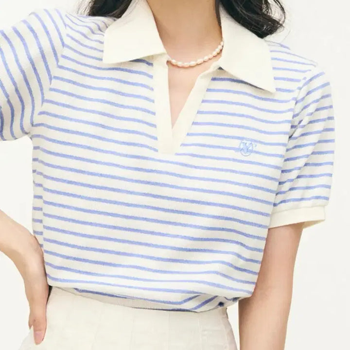 [SOLD OUT] 유어네임히얼 행복한 여름 베이직 카라티 반팔 새상품 스트라이프 티셔츠