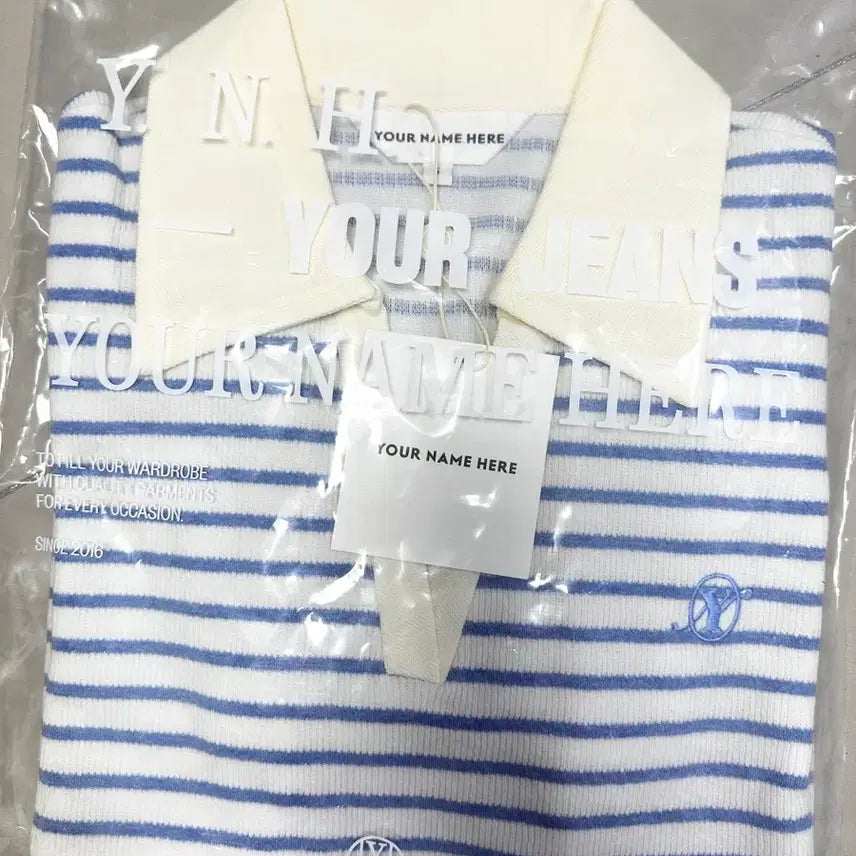 [SOLD OUT] 유어네임히얼 행복한 여름 베이직 카라티 반팔 새상품 스트라이프 티셔츠