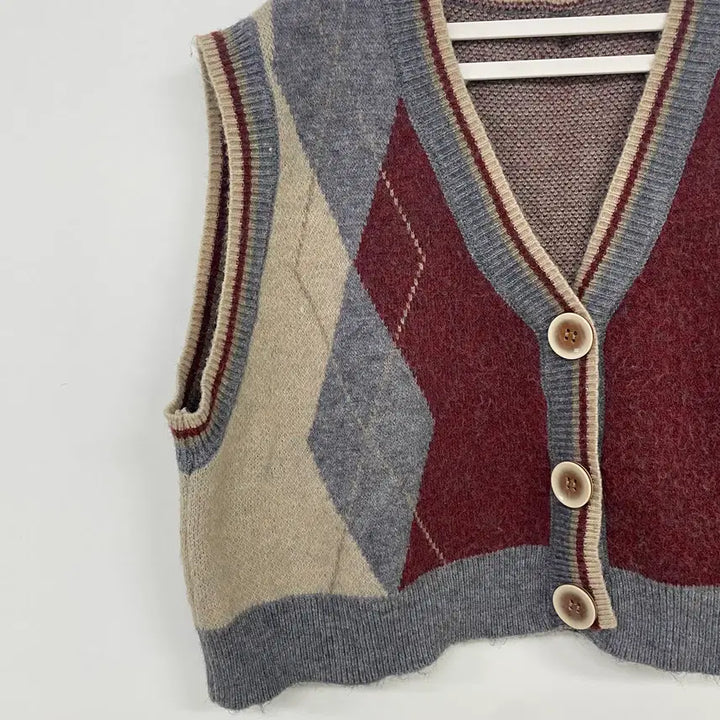 [BUNJANG] Vintage Argyle Knit Vest / 빈티지 아가일 니트조끼