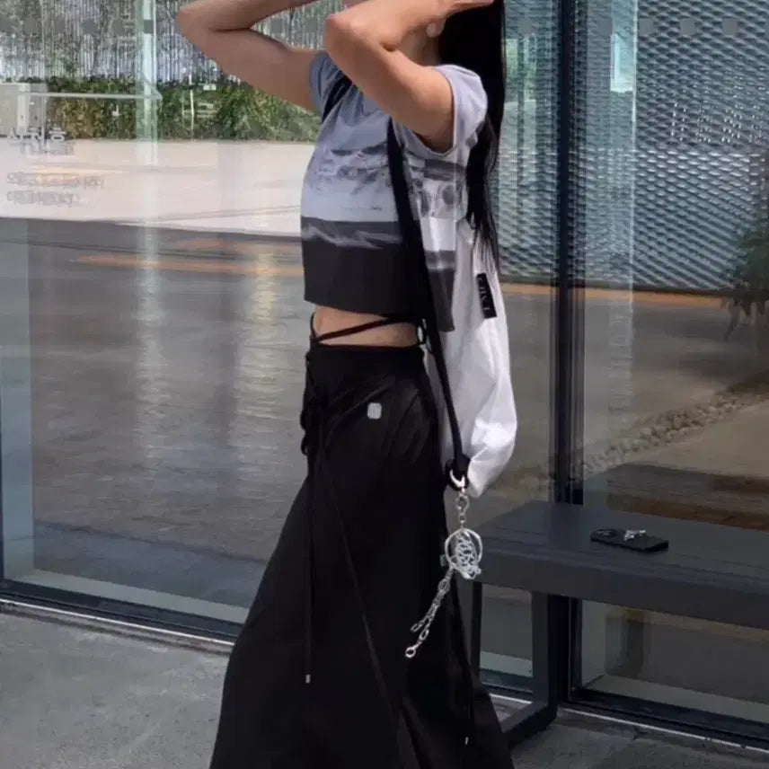 [BUNJANG] Trimming Bird Sheer Strap Wrap Pants / 트리밍버드 시스루 스트랩 랩 팬츠