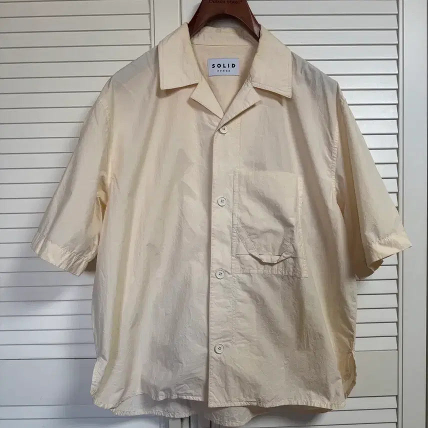 [BUNJANG] Solid Homme Ivory Poplin Short Sleeve Shirt / 23SS 솔리드옴므 반팔 셔츠 아이보리 오버핏 48