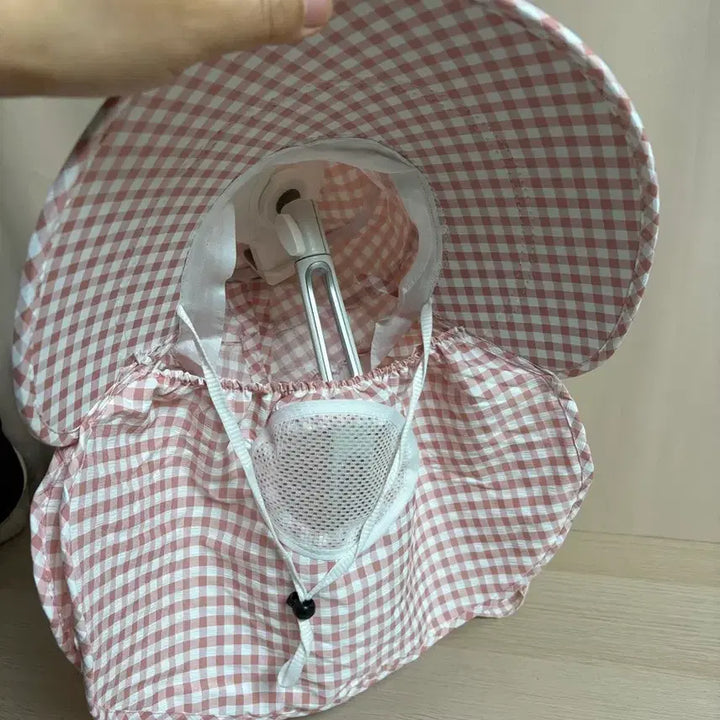[BUNJANG] Checkered Sun Protection Farming Hat / 자외선차단 농사모자