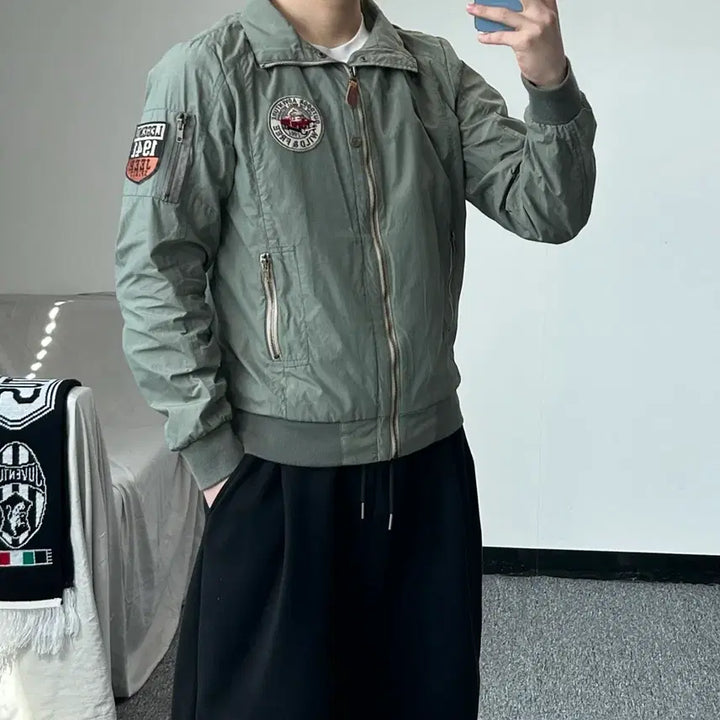 [BUNJANG] Jeep Khaki Patch Logo Vintage Jacket / Jeep 카키 패치 로고 빈티지 자켓