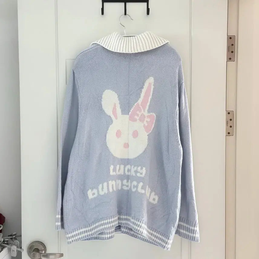 [BUNJANG] H&amp;M Rabbit Embroidered Blue Cardigan / H&amp;M 토끼 자수 블루 가디건