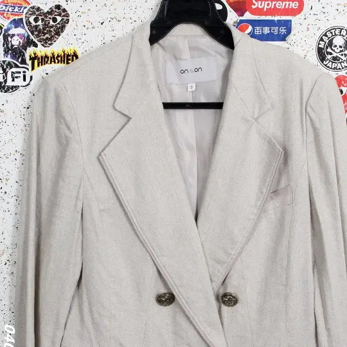[BUNJANG] On &amp; On Linen Double Breasted Suit Jacket IV (Size 66) / 여성66 / 온앤온 린넨 더블 정장자켓IV 12-118