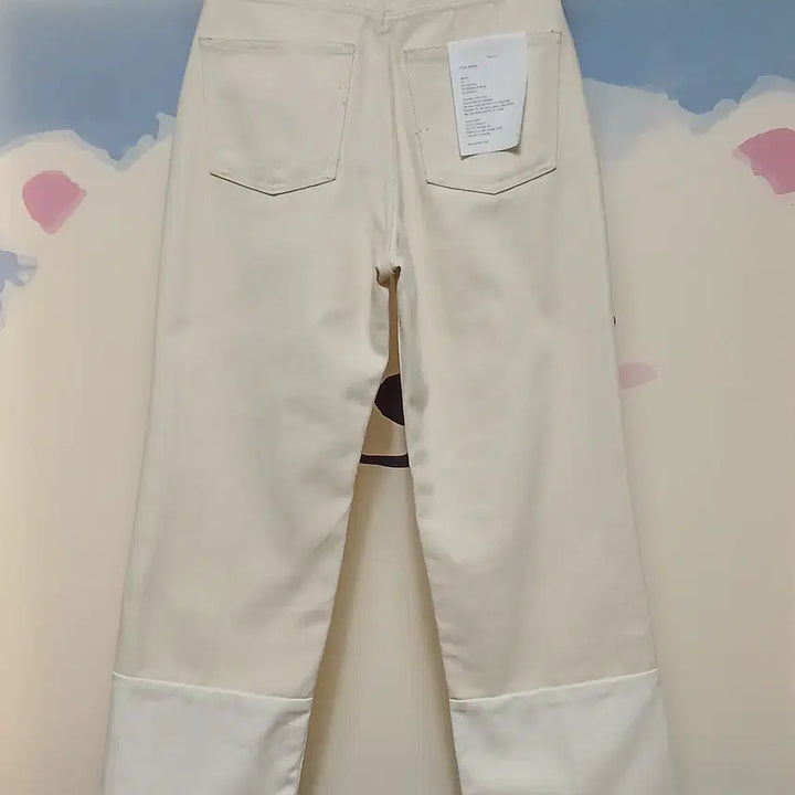 [BUNJANG] Flowjin Cream Wide Denim Pants / (S) 플로우진 크롭 크림 와이드 데님 팬츠