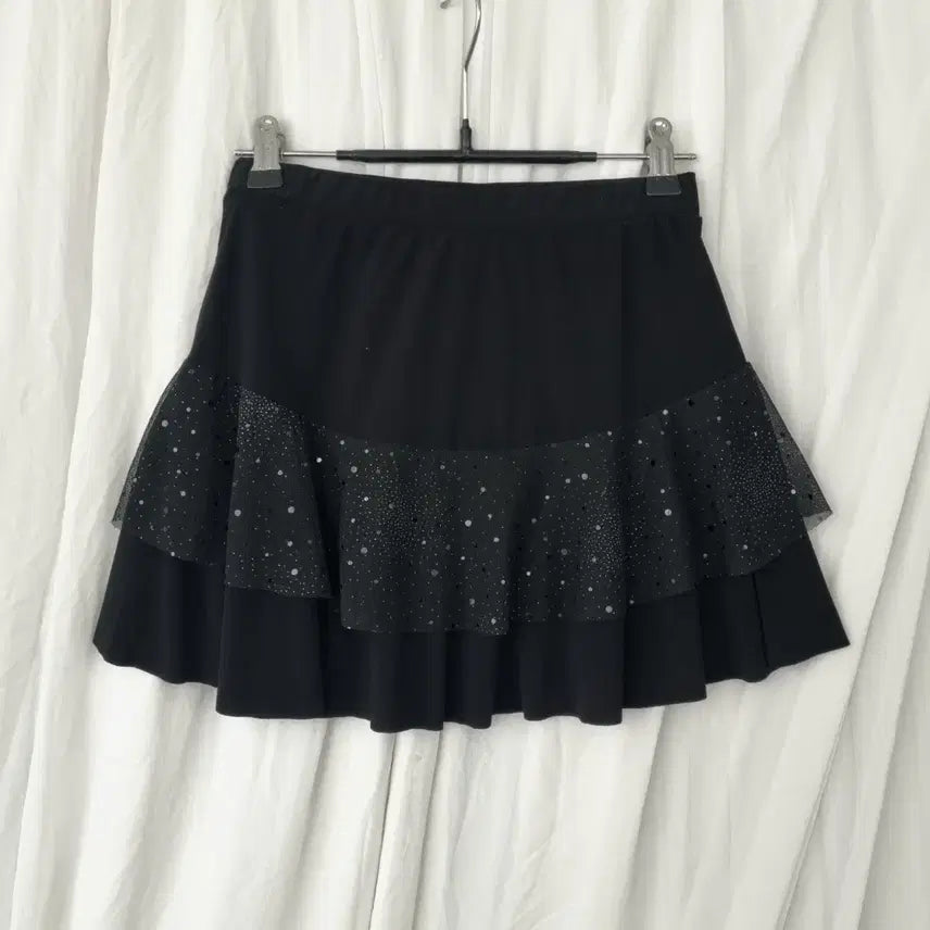 [BUNJANG] Unbranded Layered Sequin Skirt L / 국내제작 큐빅 스팽글 레이어드 스커트 L