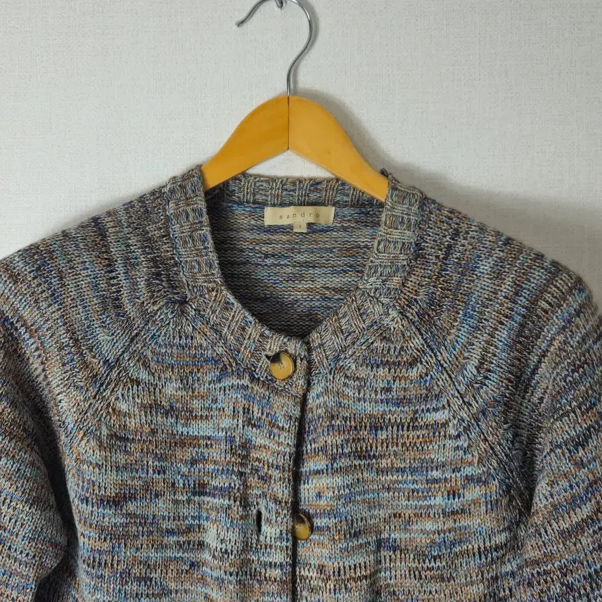 [BUNJANG] Sandro Multicolor Short Sleeve Knit Cardigan / 산드로 SANDRO 여성 멀티컬러 반팔 니트 가디건 3사이즈 (M)