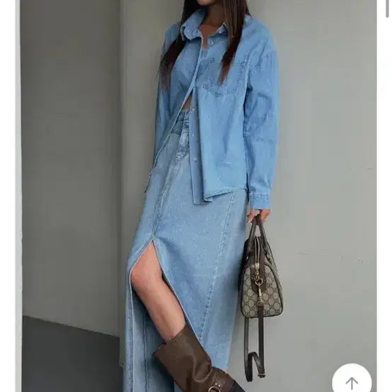 [BUNJANG] Denim Long Sleeve Shirt / 데님 긴팔 롱슬리브 셔츠 연청
