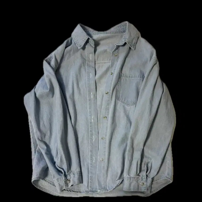 [BUNJANG] Denim Long Sleeve Shirt / 데님 긴팔 롱슬리브 셔츠 연청
