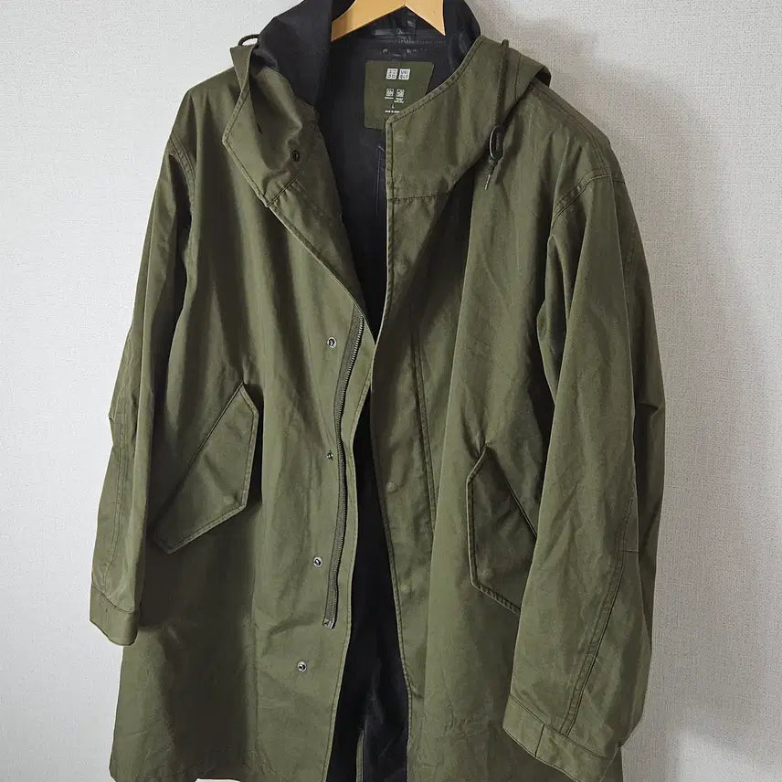 [SOLD OUT] 유니클로 블록테크 피쉬테일 M65 올리브카키 롱자켓 L