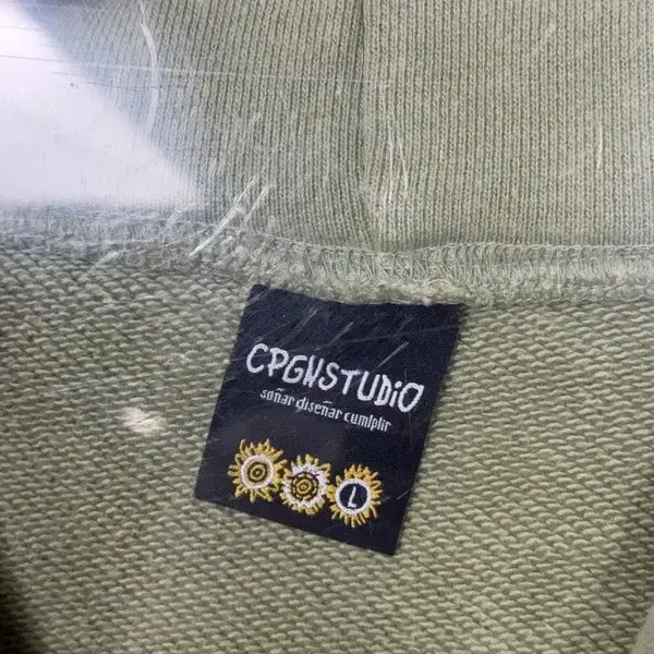 [BUNJANG] Compagno Printed Light Green Hoodie L / 꼼파뇨 프린팅 라이트 그린 후드티 L