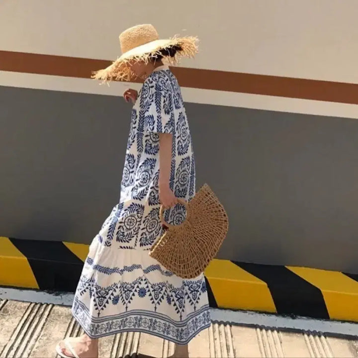 [BUNJANG] Ethnic Pattern Long Dress / 에스닉 패턴 롱 원피스 엔틱롱원피스 수입원피스