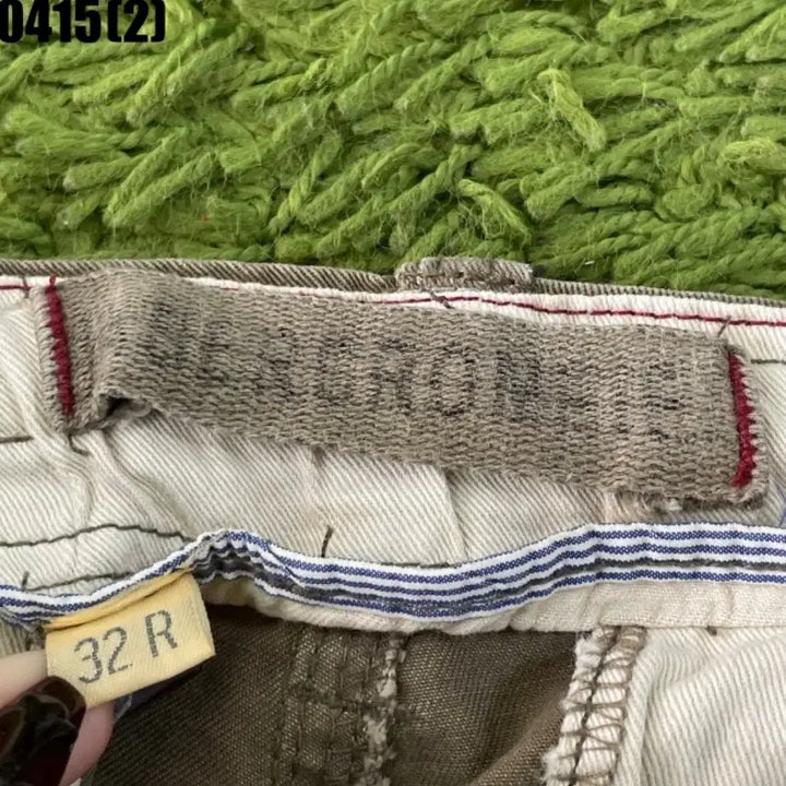 [SOLD OUT] 카키색 카고 와이드 팬츠 34