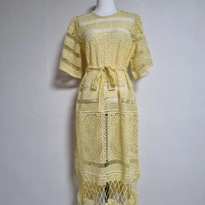 [SOLD OUT] L299  레이스 펀칭 옐로우 롱원피스