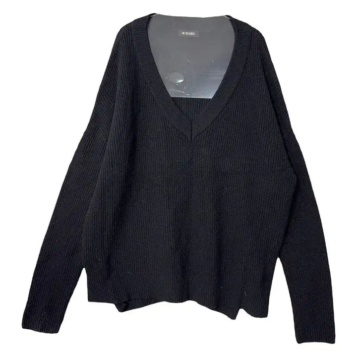 [BUNJANG] INSILENCE Black V-Neck Wool Knit Sweater / 인사일런스 블랙 오버 브이넥 울 니트 S