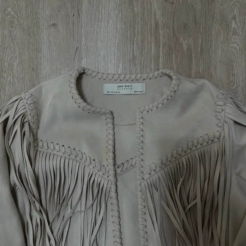 [SOLD OUT] 자라 베이직 프린지 크롭 스웨이드 자켓 S/90